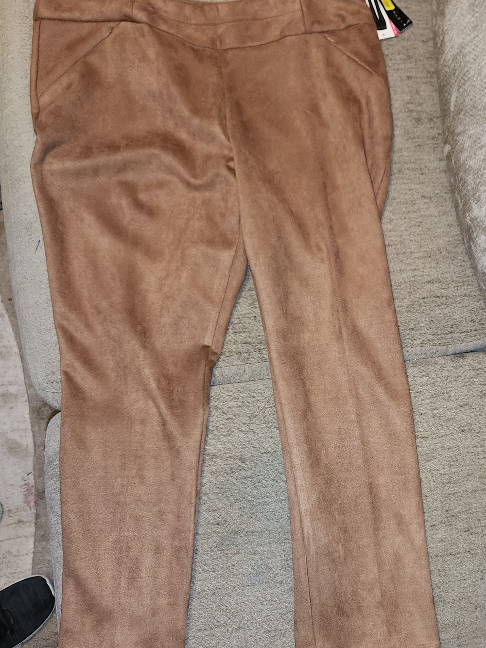 Investments Li's Faux Suede Straight Leg Pants in Camel Brown 16W S